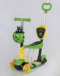 Детский Самокат Беговел Best Scooter 5в1 - С родительской ручкой, сидушкой - Зеленый (x114)