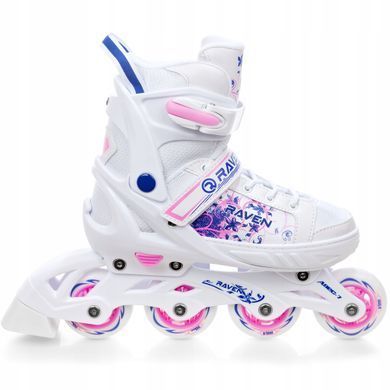 Розсувні дитячі ролики Raven Meia White/Pink LED розмір 35-38 (nkx459)