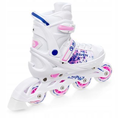 Розсувні дитячі ролики Raven Meia White/Pink LED розмір 35-38 (nkx459)