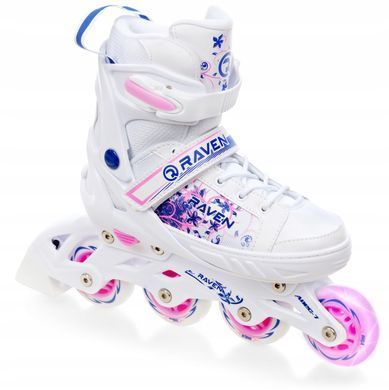 Розсувні дитячі ролики Raven Meia White/Pink LED розмір 35-38 (nkx459)