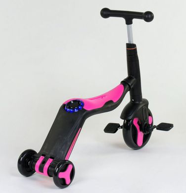 Самокат велобег велосипед 3в1 Best Scooter - Черно-Розовый (ckm412)