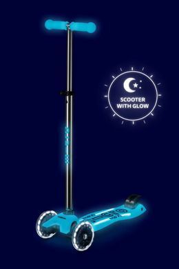 Детский самокат Micro Maxi Deluxe Glow LED Синий хрусталь (mx117)