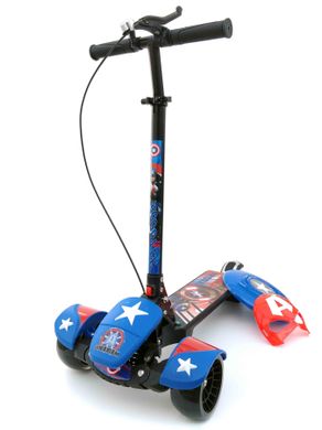 Трьохколісний Самокат з ручним тормозом Scooter - Месники Капітан Америка - Синій (mp113)