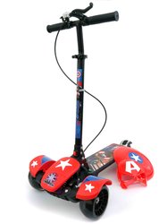 Трьохколісний Самокат з ручним тормозом Scooter - Месники Капітан Америка - Червоний (mp114)