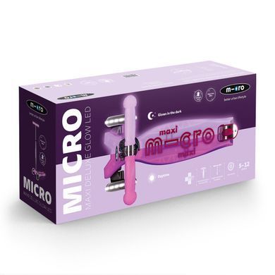 Детский самокат Micro Maxi Deluxe Glow LED Сиятельно-пурпурный (mx127)