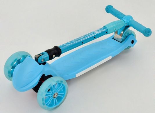 Детский самокат Best Scooter Smart с Подсветкой и Складной ручкой - Голубой (wbs21)