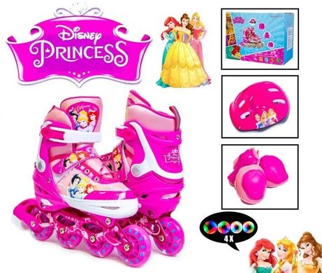 Комплект детских роликов Disney все колеса светятся - Принцессы р 34-37 (rld313)