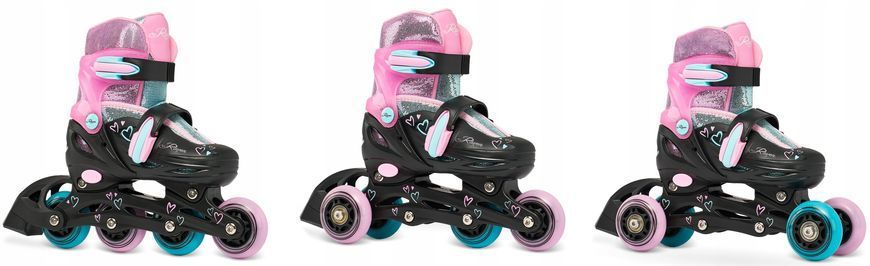 Дитячі ролики Raven Loret Glitter Black/Mint/Pink LED розмір 30-33 (kn135)