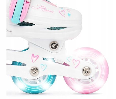 Детские ролики Raven Loret Glitter White/Mint/Pink LED размер 27-30 (kn136)