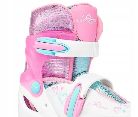 Дитячі ролики Raven Loret Glitter White/Mint/Pink LED розмір 30-33 (kn137)