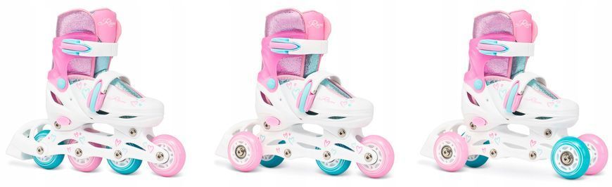 Дитячі ролики Raven Loret Glitter White/Mint/Pink LED розмір 30-33 (kn137)