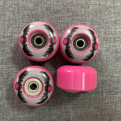 Набор колес для Классического, трюкового скейтборда с подшипниками 4 шт - Розовые