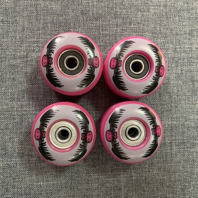 Набор колес для Классического, трюкового скейтборда с подшипниками 4 шт - Розовые