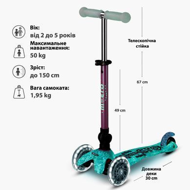 Детский самокат Micro Mini Deluxe Foldable Orion Glow LED Розовый (mx134)