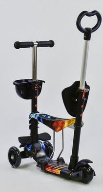 Триколісний дитячий Самокат Scooter - З батьківською ручкою - Вогонь і Лід (sci121)