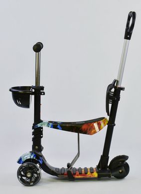 Триколісний дитячий Самокат Scooter - З батьківською ручкою - Вогонь і Лід (sci121)