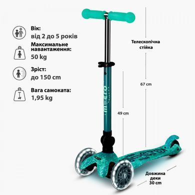 Дитячий самокат Micro Mini Deluxe Foldable Orion Glow LED Синій (mx135)