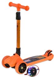 Трехколесный самокат Best Scooter Maxi со складной ручкой - Оранжевый / Гонщик (bs412)