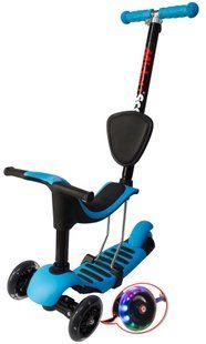 Трехколесный самокат детский сидение и родительская ручка Scooter Trio - Синий (sa1112)