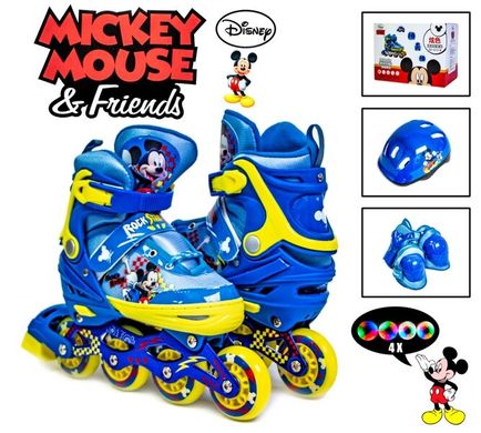 Комплект детских роликов Disney все колеса светятся - Микки Маус (rld312)