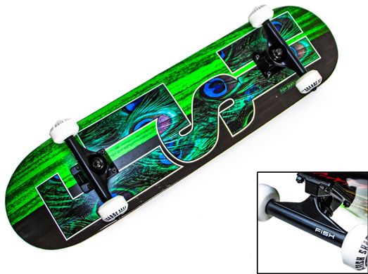 Скейтборд деревянный канадский клен для трюков Fish Skateboards - Green 79 см (sk904)
