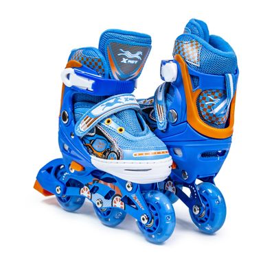 Комплект детских Раздвижных Роликов Sport Kids светящие колеса - Синий р. 28-31 (rlx111)