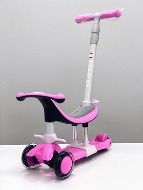 Трехколесный самокат 5в1 детский сидение и родительская ручка Maraton Credo - Pink (sa316)