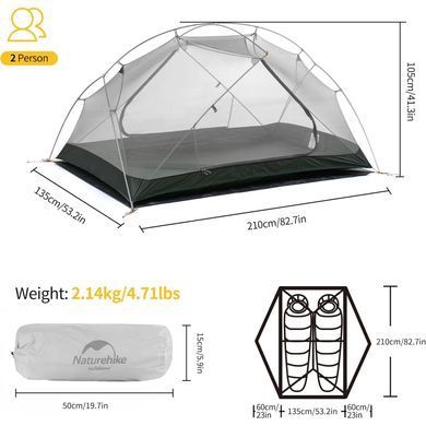 Палатка двухместная Naturehike Mongar NH17T007-M (ks148)
