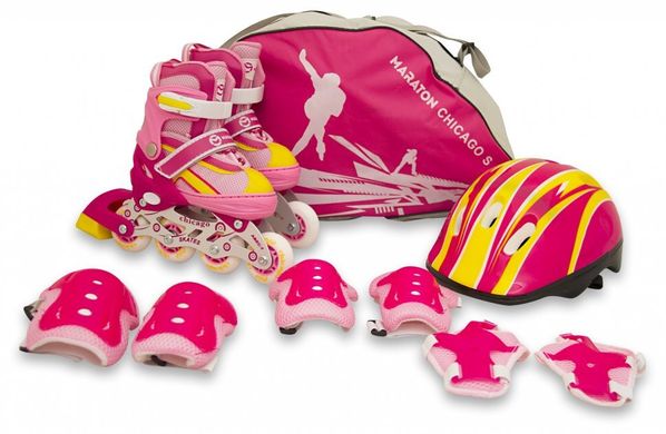 Комплект детских Раздвижных Роликов Maraton Combo - Ярко-Розовый 34-37 р (rlm1115)