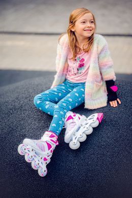 Розсувні дитячі ролики Raven Grace White/Pink LED wheels розмір 31-34 (zh238)