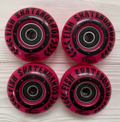 Набор колес для Классического, трюкового скейтборда с подшипниками Fish Skateboards 4 шт - Розовые (kf1112)