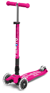 Самокат дитячий Micro Maxi Deluxe LED складна ручка Рожевий (mk254)