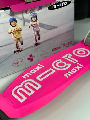 Самокат детский Micro Maxi Deluxe LED складня ручка Розовый (mk254)