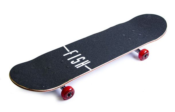 Скейтборд дерев'яний канадський клен для трюків Fish Skateboards - Червоний Череп 79см (sk897)