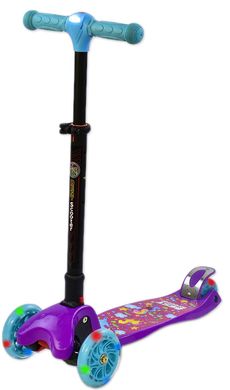 Трехколесный самокат Best Scooter Maxi с фонариком - Фиолетовый / Единороги (bs114)
