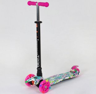 Дитячий самокат Best Scooter MAXI PRINT Рожеві Квіти (sc5196)