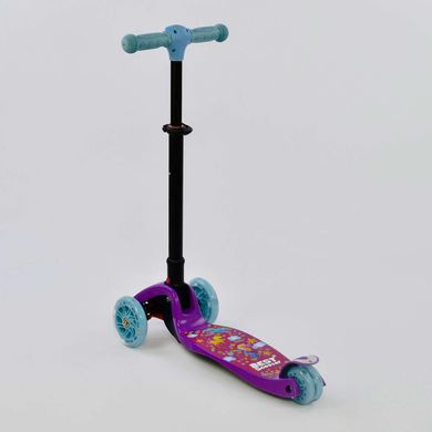 Трехколесный самокат Best Scooter Maxi с фонариком - Фиолетовый / Единороги (bs114)