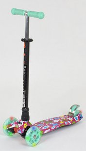 Дитячий самокат Best Scooter MAXI PRINT Ментолові Квіти (sc5197)