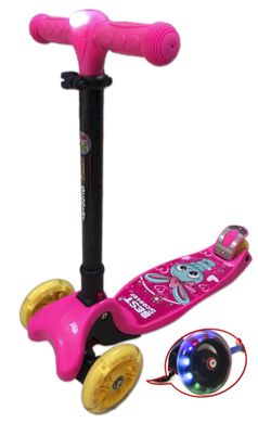 Трехколесный самокат Best Scooter Maxi с фонариком - Розовый / Зайчик (bs116)
