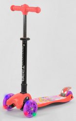 Трехколесный самокат Best Scooter Maxi с фонариком - Персиковый / Девочка (bs117)