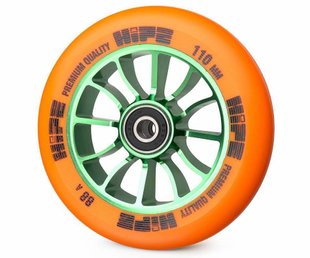 Колесо для трюкового самоката Hipe H01 - Green/Orange 110 мм (hw4242)