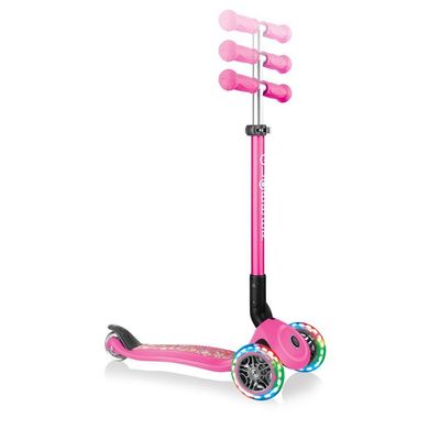 Самокат детский Globber Primo Foldable Lights Neon Pink Flowers (smj106)